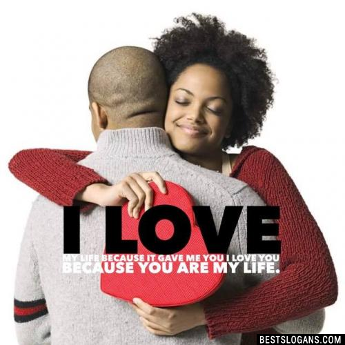 I love my life Because it gave me you I love you Because you are my life.